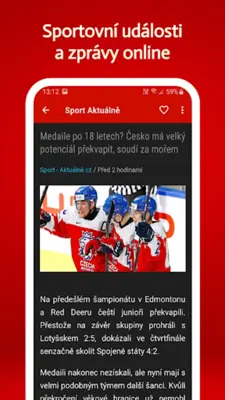 Sport zprávy - Český Sport android App screenshot 1